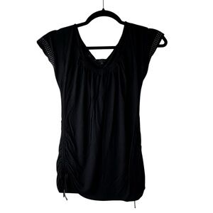 Guess Black Shirt Women's Small Ruched Sides